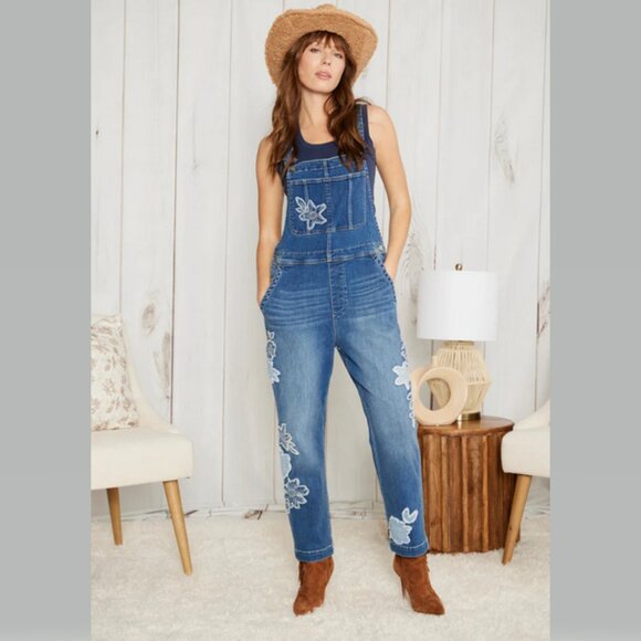 Driftwood Overall Denim Patchwork Medium Wash Size S NWT